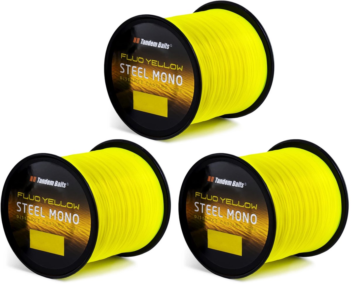 Visserslijn Nylon Fluorocarbon - Geel 600m 0.35mm 3-pack