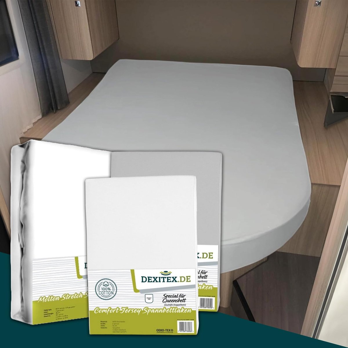 3-delige Beddengoedset voor Campers - Hoeslakens en Molton Matrasbeschermer