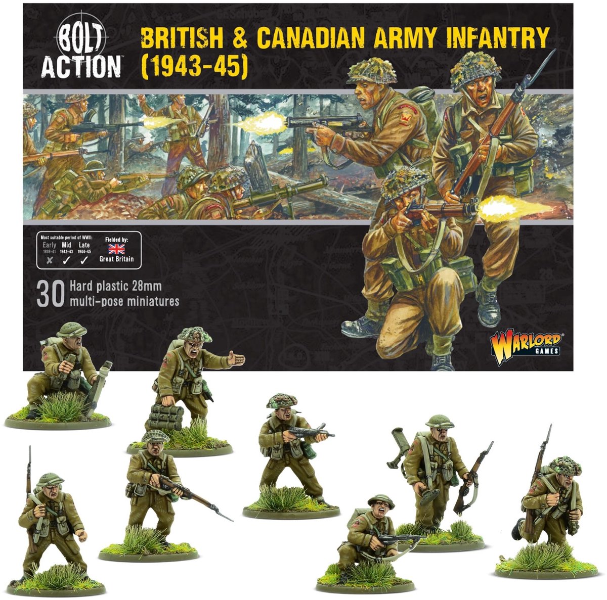 Britse en Canadese Infanterie Miniaturen - 28mm plastic voor tabletop wargaming