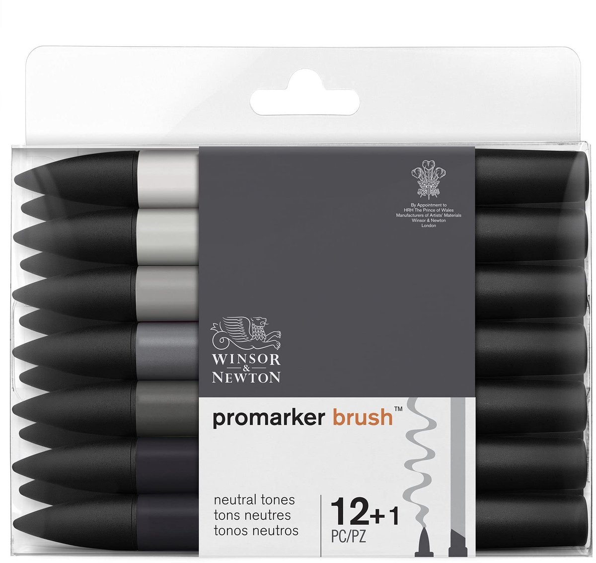Promarker Brush Set 12 Stuks - Neutrale Tinten voor Tekenen en Calligrafie
