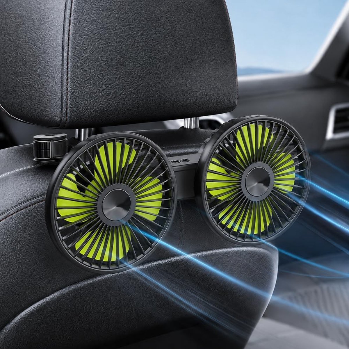 Autoventilator met accu - 360 graden draaibaar, USB-aansluiting