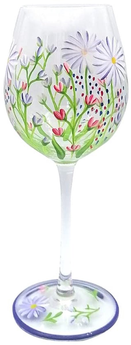Handbeschilderde glazen drinkbeker - Floral design voor speciale gelegenheden