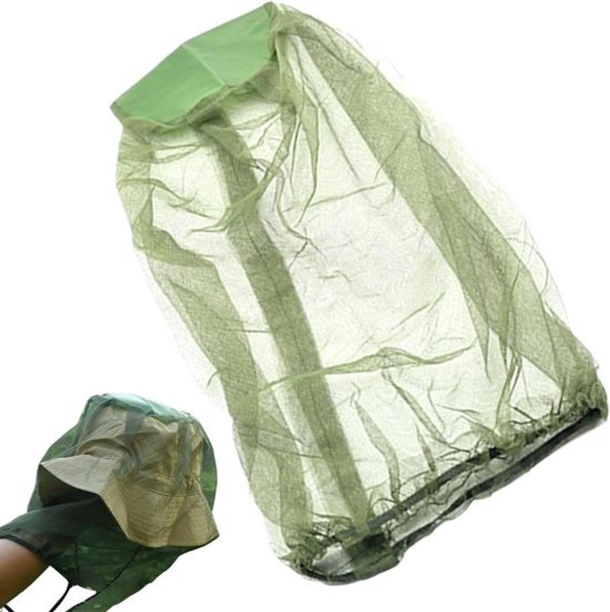 Gezichtsnet - Insectenbescherming - Buitenactiviteiten - Draagbaar en opvouwbaar - 17 x 11 x 1 cm - Groen