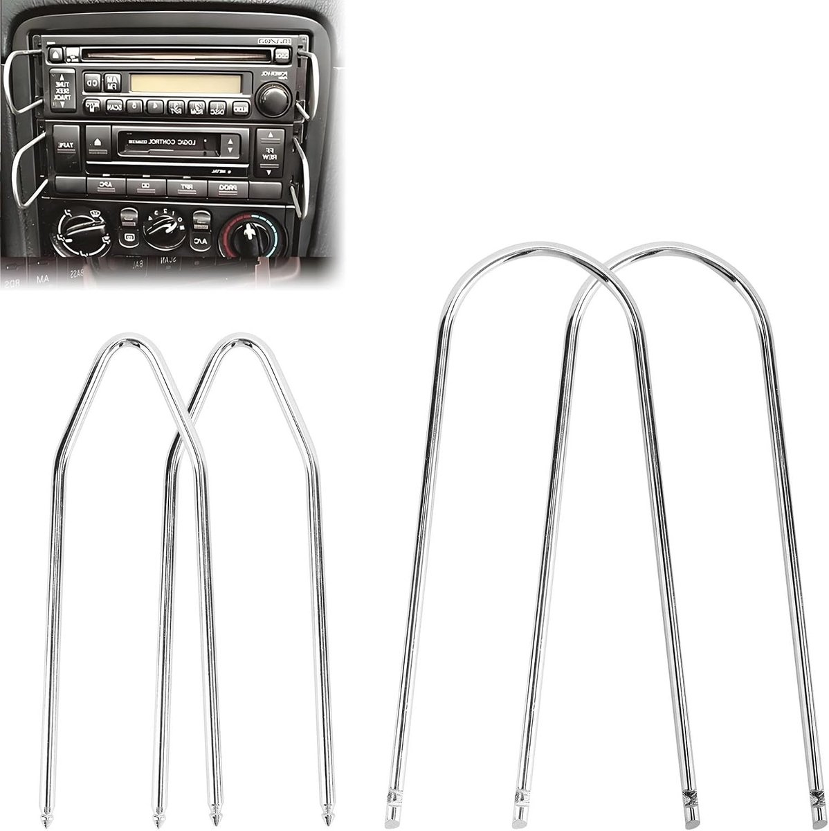 4-delige Auto Radio Ontgrendeling Tools Set, U & V Vorm Radio Demontage Gereedschap, Universele Radio Beugel Verwijder Wrench voor Diverse Voertuigen