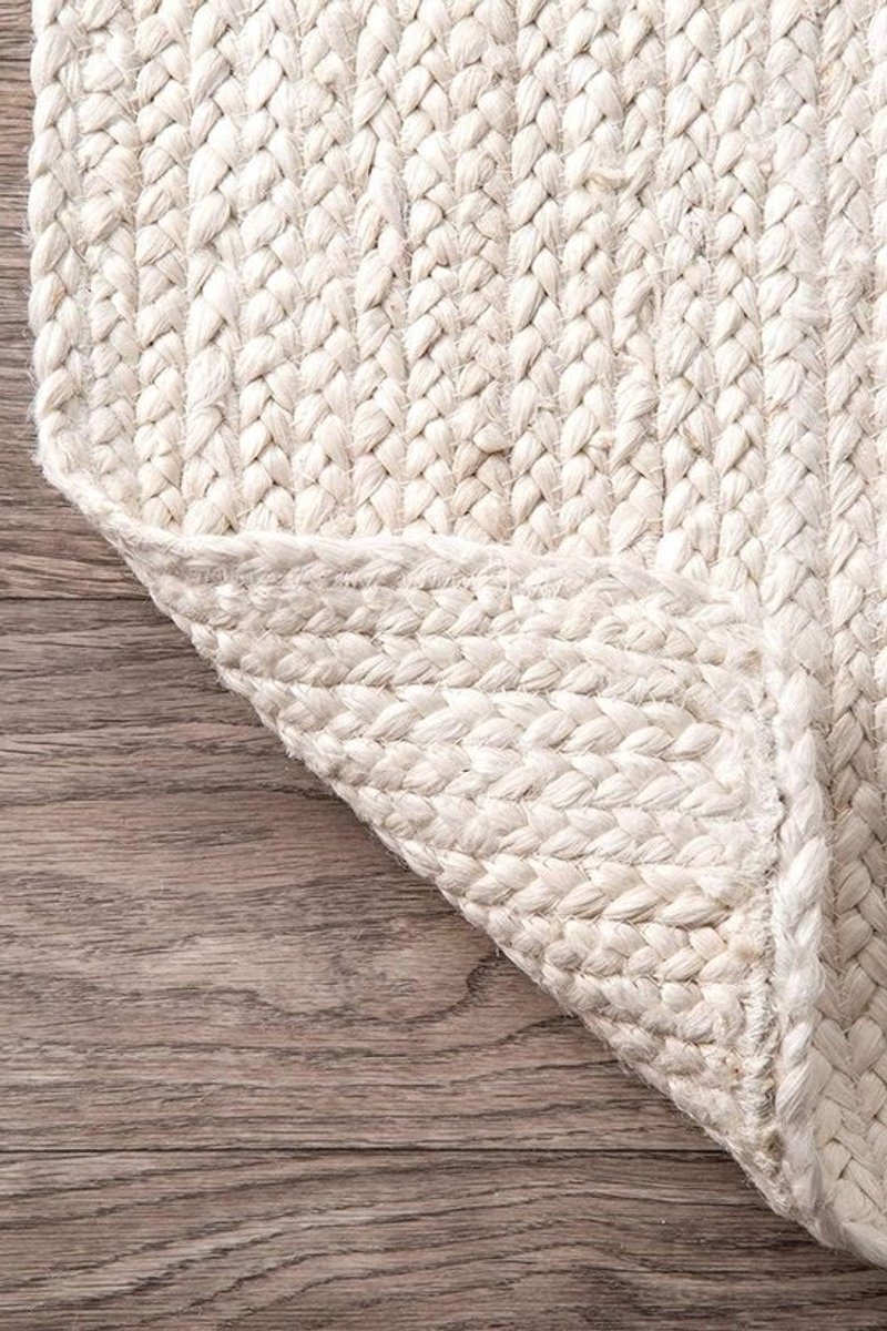 Jute Vloerkleed - Jute Kleed - Woonkamer Decoratie - Handgevlochten Natuurlijk - 180 x 270 cm - Wit
