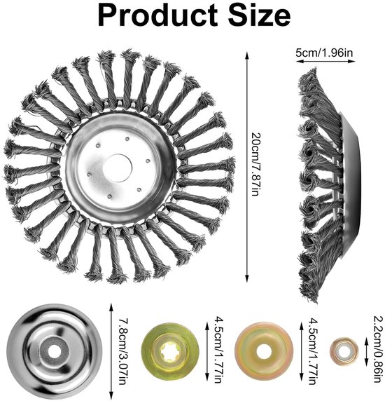 Onkruidborstel voor bosmaaier - 20 cm - Staal - 25 mm binnengat - Zilver — afbeelding 2