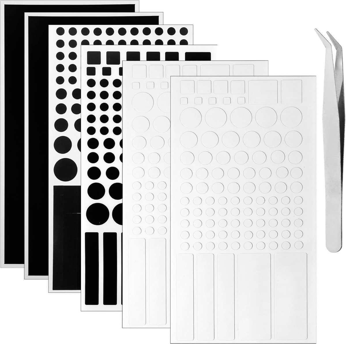LED Lichtblokkeerstickers - 6 stuks - Zwart en Wit - Rond en Rechthoekig - Verduisteringsstickers voor LED-lampen
