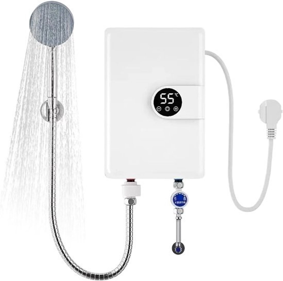 Directe Waterverwarmer - Elektrische Boiler - Direct Warm Water - Digitaal Display - 30.5cm Breed - Wit