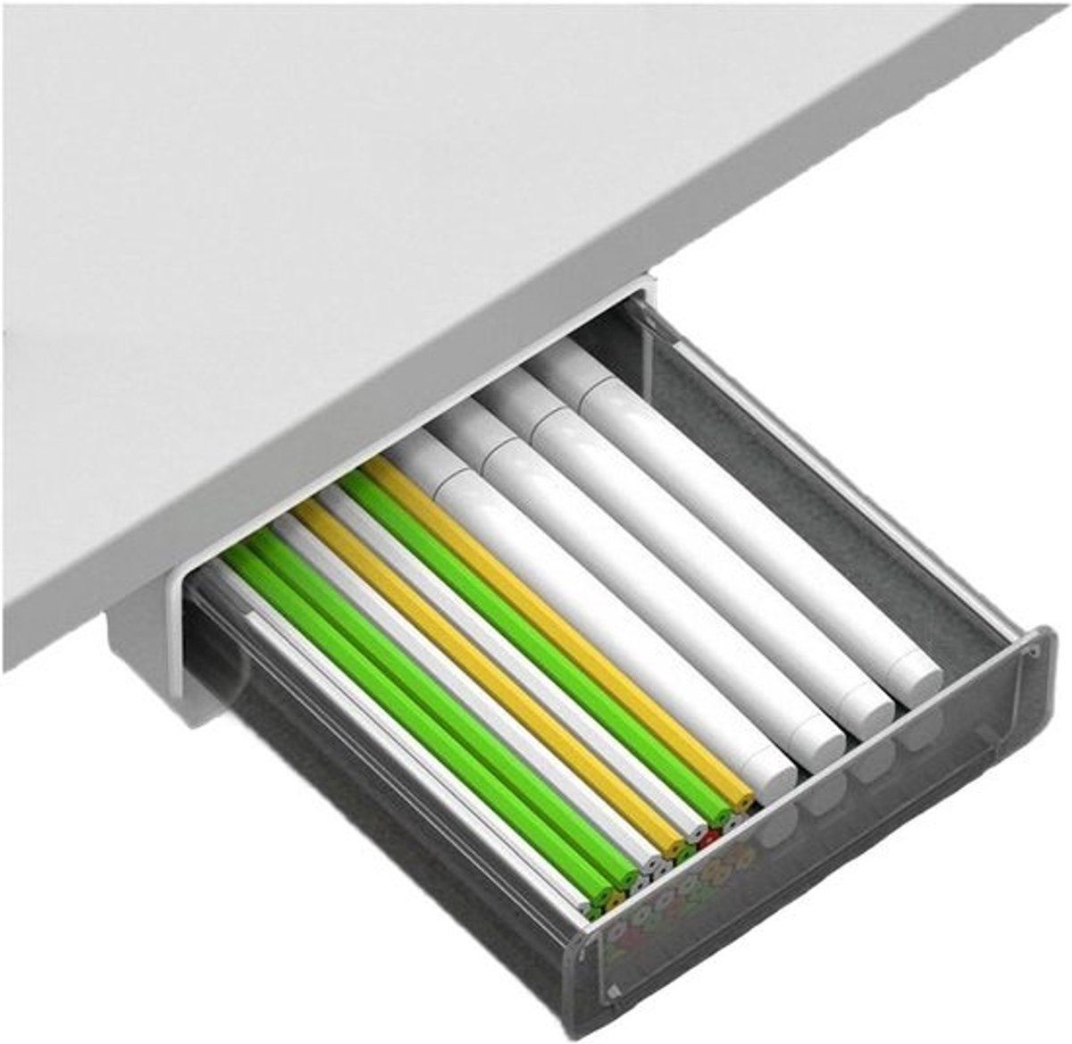 Opbergdoos Onder Bureau - Lade Organizer - Bureau Opruimen - Verborgen Zelfklevend - 37 cm - Wit