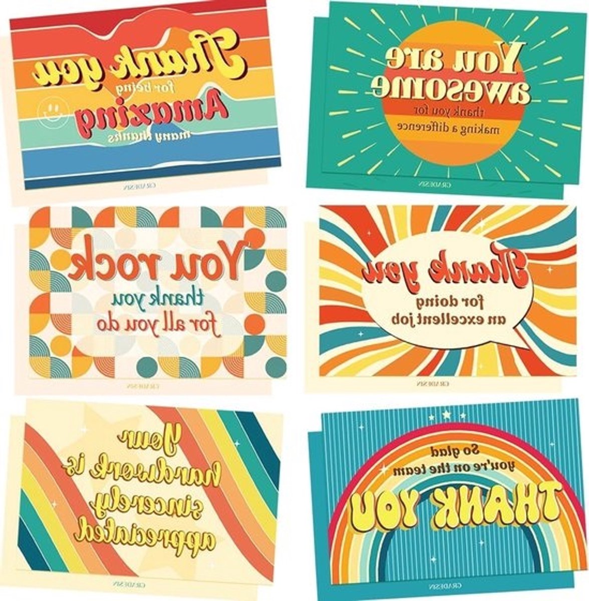 Bedankkaarten Werknemers - Waarderingskaarten Team - Waardering Tonen - Met Enveloppen Stickers - 48 Stuks - Oranje
