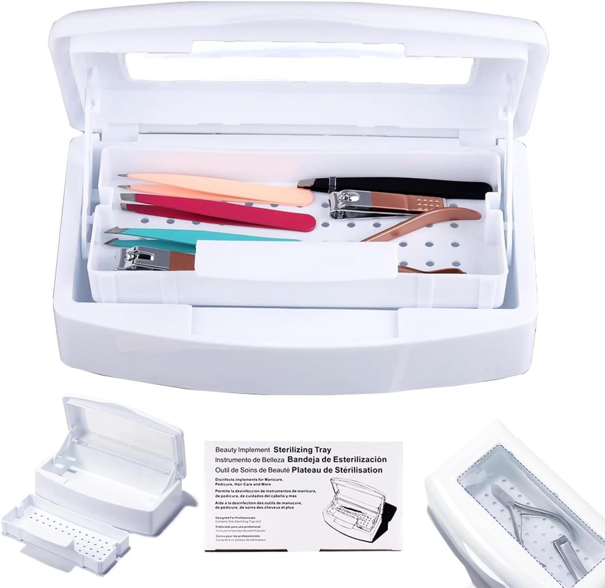 Manicure Desinfectiebox van Plastic voor Sterilisatie van Schoonmaakmiddelen en Gereedschap in Schoonheidssalons en Laboratoria