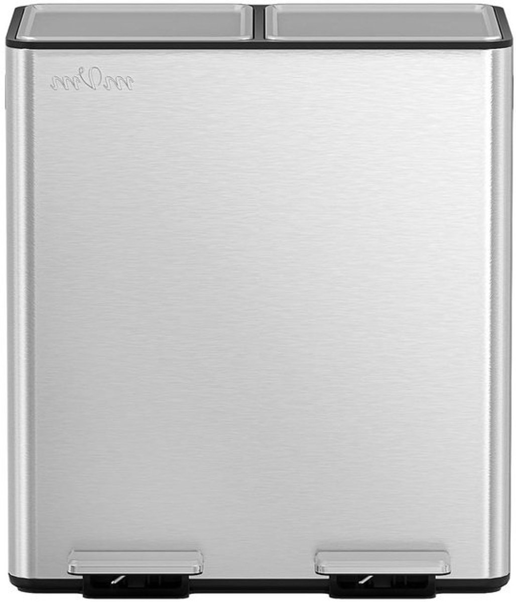 Keuken Afvalemmer - Pedaalemmer Dubbel - Afval Sorteren - Softclose Deksel - 40 Liter - Zilver