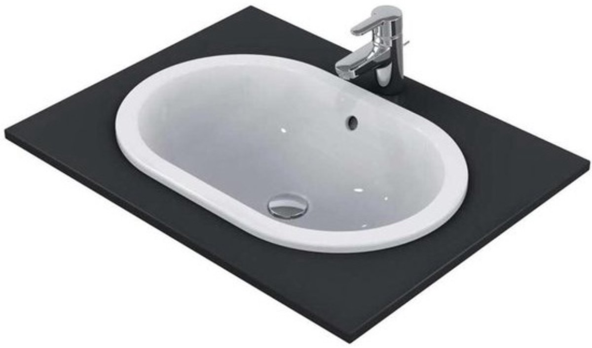 Wastafel Ovaal - Aanrecht wasbak - Badkamer Inrichten - Geen Kraangat - 62 cm - Wit