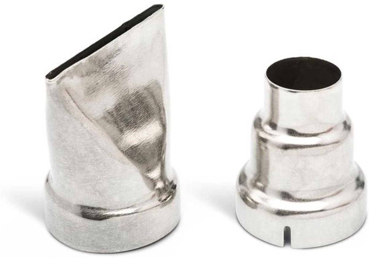 Heteluchtpistool Mondstukken Set - Slangmondstuk Brede Sleuf - Materialen Bewerken - Roestvrij Staal Hittebestendig - 2 stuks - Zilver