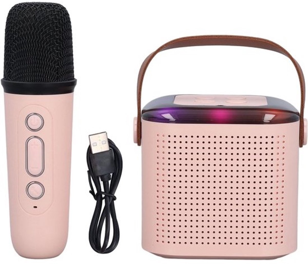 Mini Karaoke Machine - Draagbare Luidspreker - Kinder Entertainment - Met Verlichting - 15 x 14 x 10 cm - Zwart