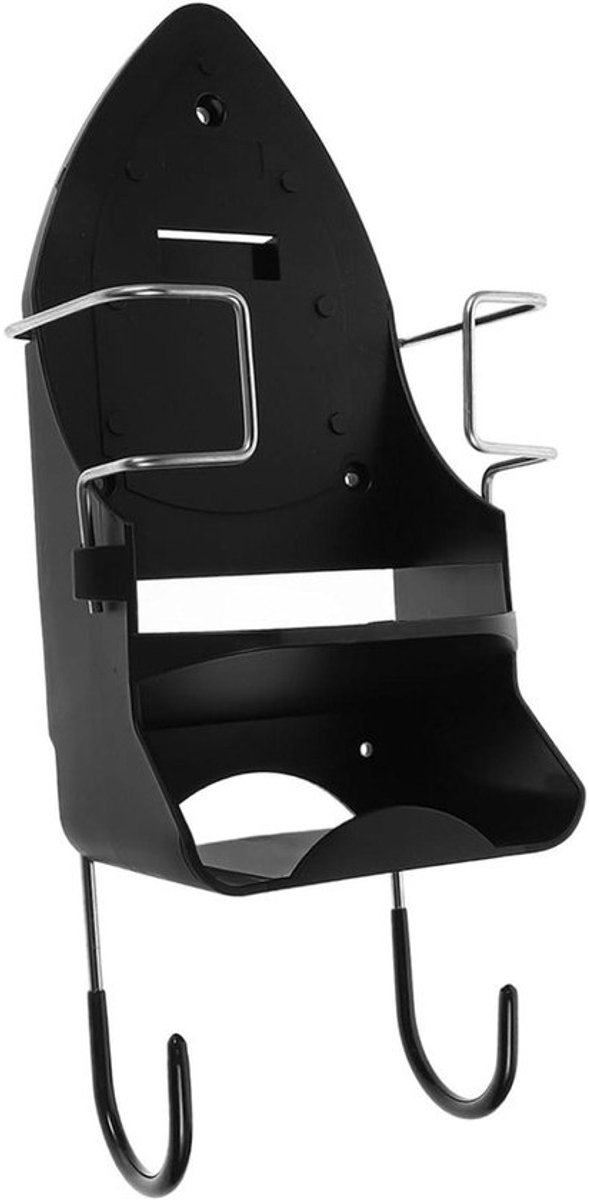 Strijkplank Houder - Strijkijzerrek Wandrek - Wasruimte Organiseren - Dubbele Opbergruimte - 29.5 x 14 x 10 cm - Zwart