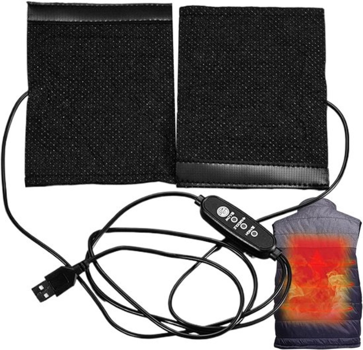 Elektrische Verwarmingsmat - USB Warmtekussen - Ontspannende Warmte - Verstelbare Band - 20 x 10 cm - Zwart