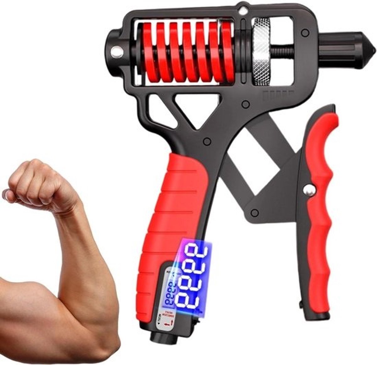 Handkrachttrainer - Knijpkracht Trainer - Krachtopbouw - Ingebouwde Teller - 5-165 kg - Rood