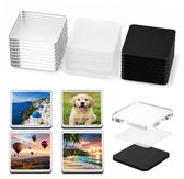 Namajunas - 30 stuks DIY magneten koelkast - Acryl magneten whiteboard voor foto's - 5 x 5 cm magneten zelf vormgeven - Met zelfklevende achterkant en magneet - knutselset voor het individueel ontwerpen van fotomagneten voor keuken en klaslokaal