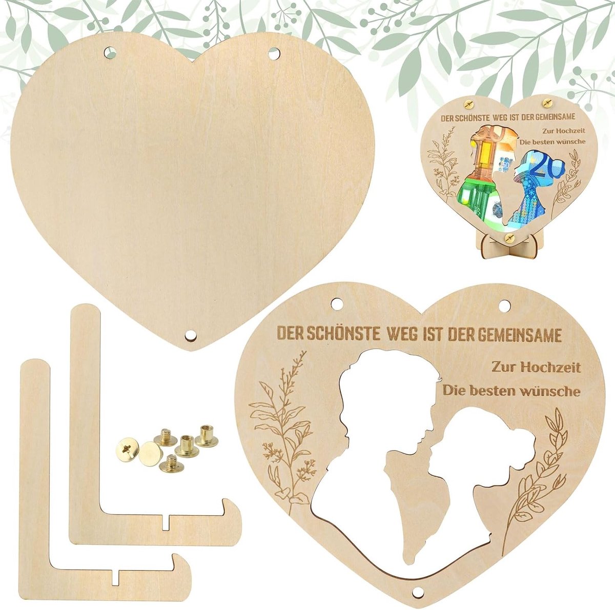 Geldcadeau voor bruiloft, huwelijksgeschenk voor bruidspaar, luxe verpakking met reageerbuisje en kaart