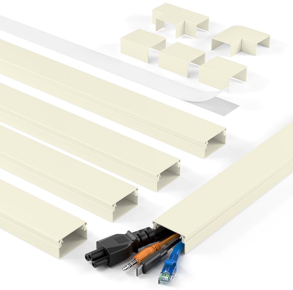 Kabelafdekking voor wandmontage - Voor 2-3 kabels - Beige