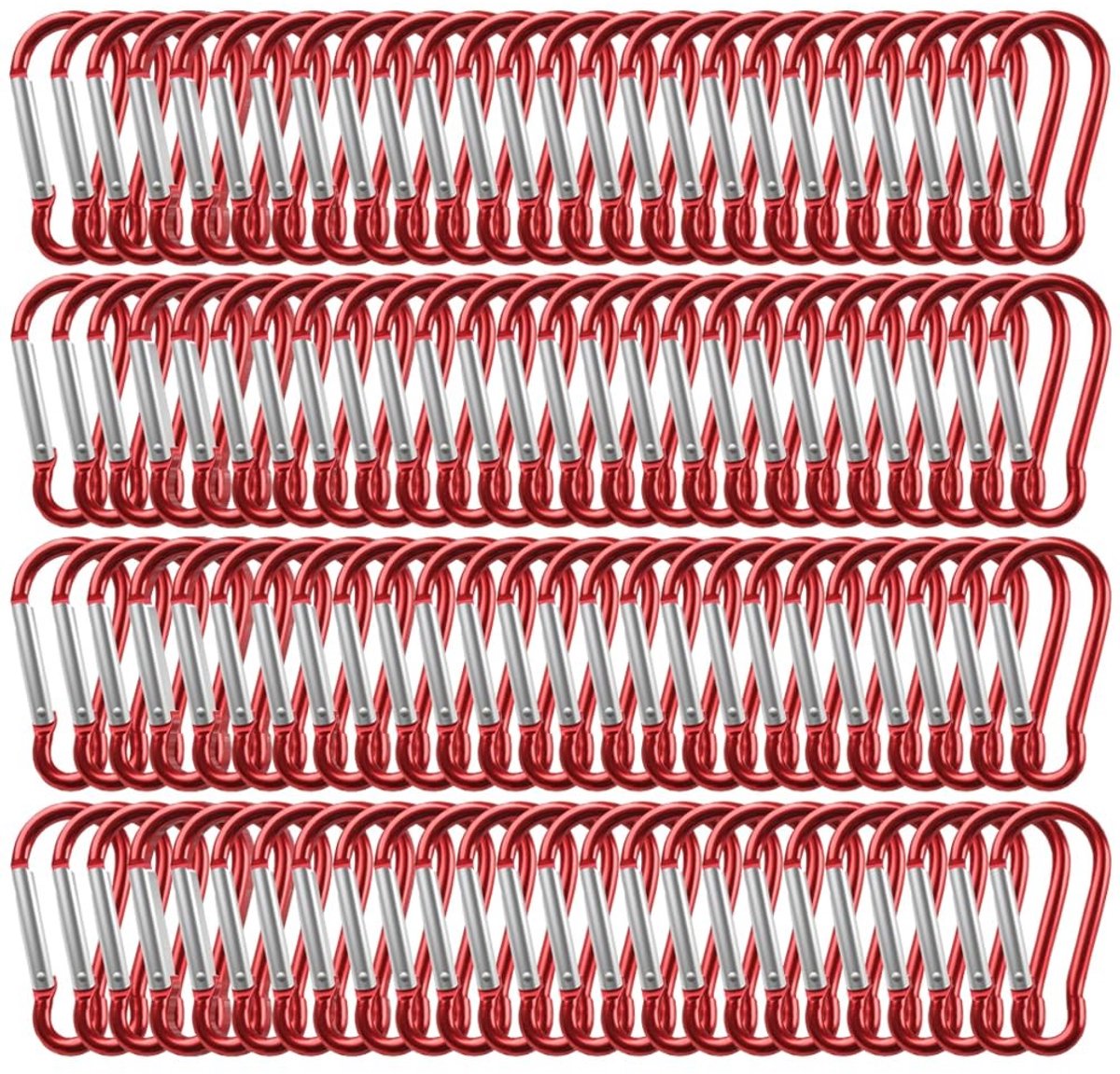 Karabijnhaken van Aluminiumlegering - 100 Stuks Rood