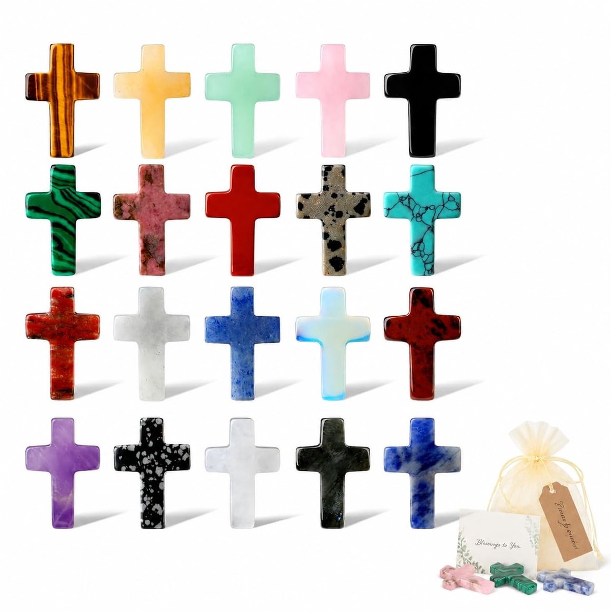 Set van 20 Kristallen Kruisen - Decoratie en Gastgeschenken - Zwart