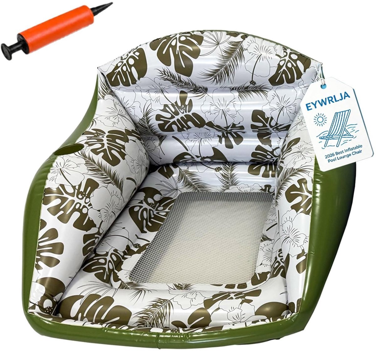 Opblaasbare Zwembadfauteuil - 3-in-1 met Bekerhouder - Groen
