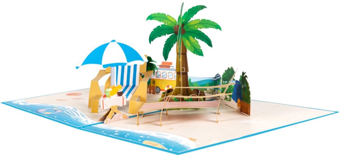 3D Pop-Up Wenskaart - Strandpalmen Ontwerp