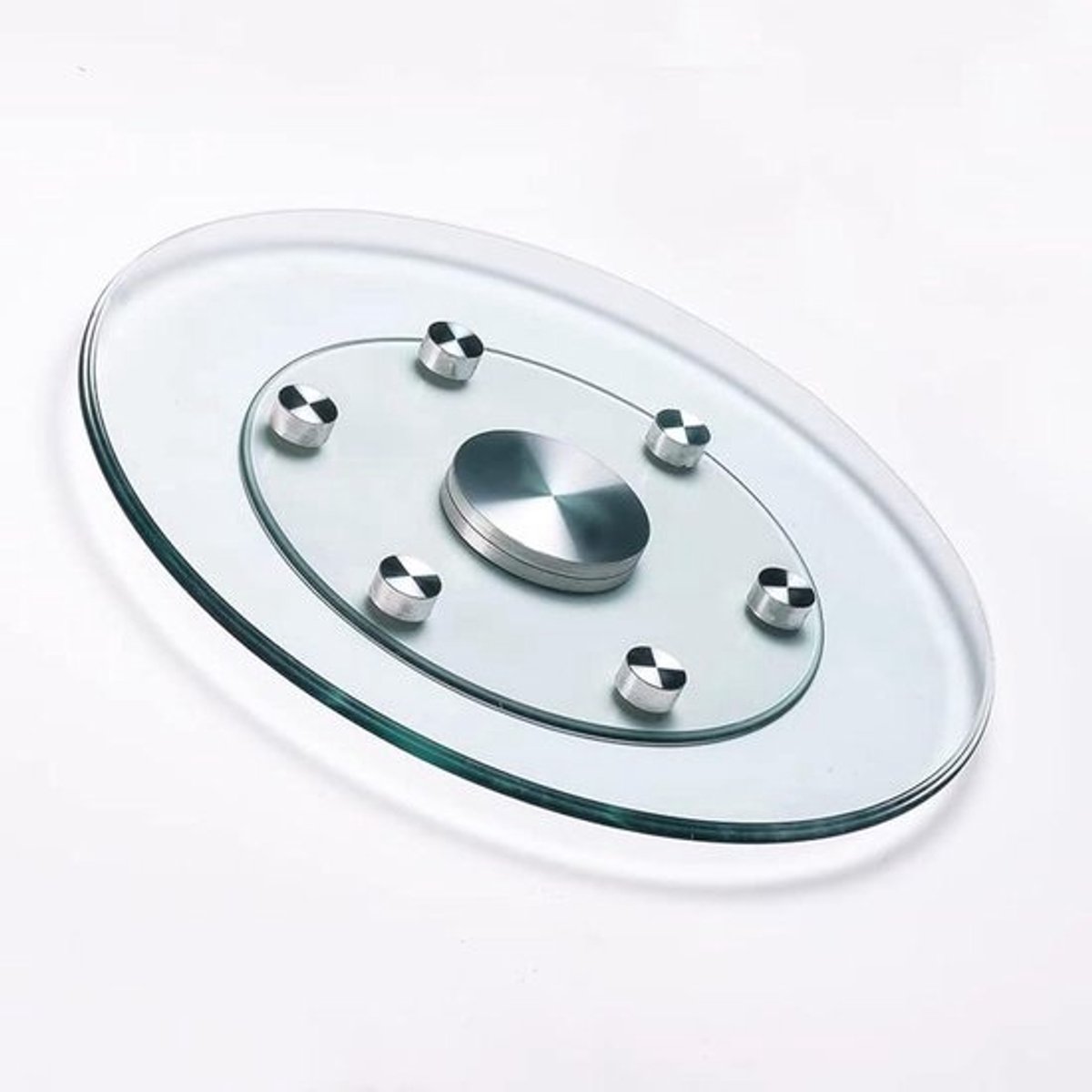 Draaiplateau Glas - Draaitafel Serveerschaal - Eten Delen - Stil Draaiend Systeem - 50 cm - Transparant