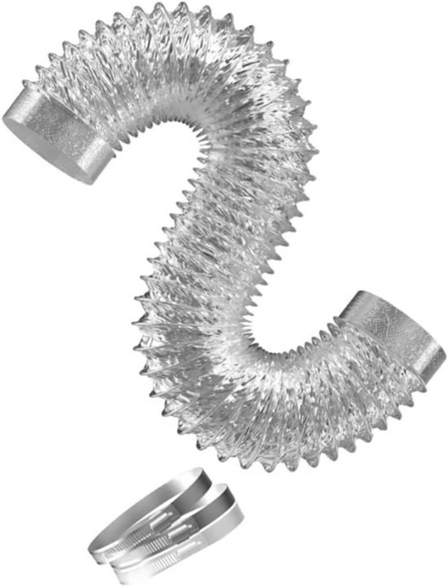 Ventilatieslang Droger - Afzuigslang Luchtkanaal - Lucht Afvoeren - Flexibel Composiet - 2.5 Meter - Zilver