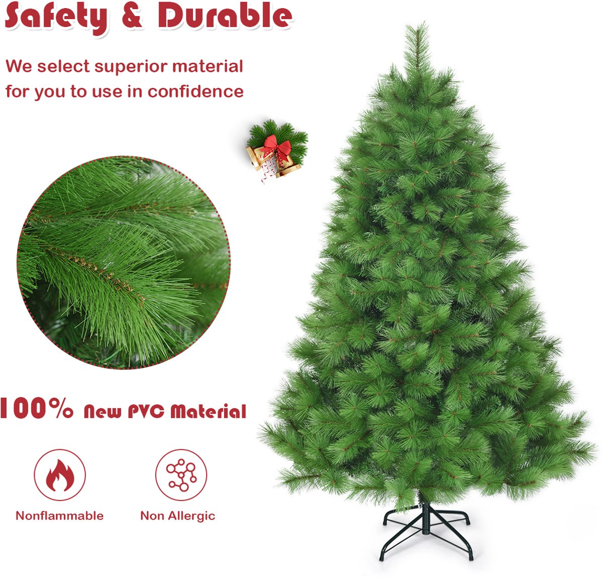 SureDeal® - Kerstbom - Kunstkerstboom Kerstboom PVC - Metalen Standaard Groen - Groen