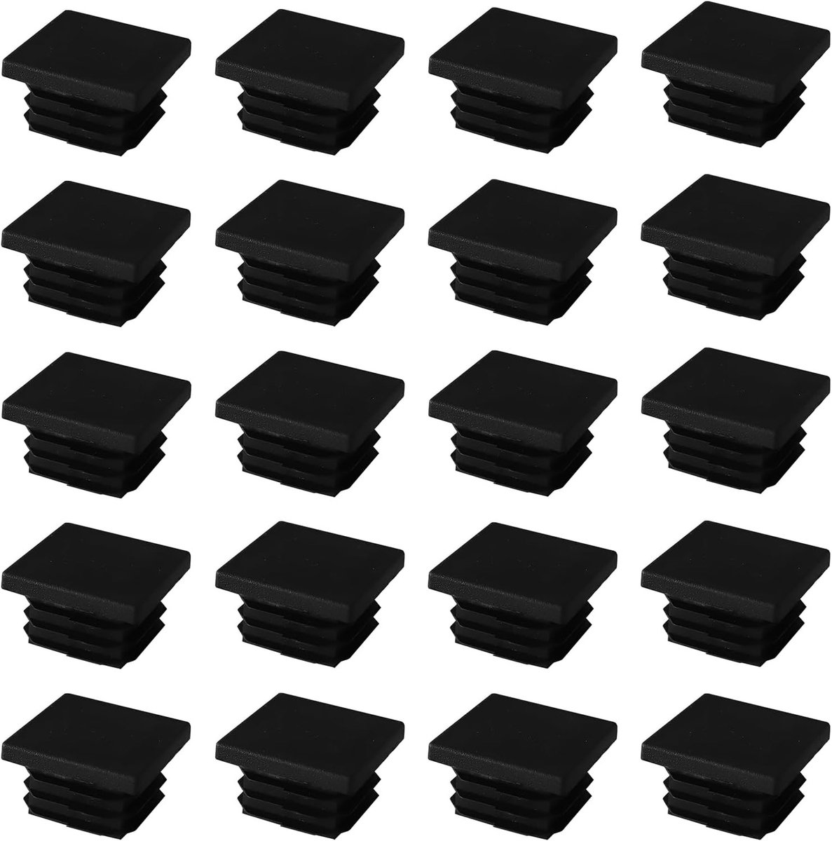 Set van 20 Slat Plugs 30 x 30 mm voor Vierkante Buizen, Hydraulische Pijpstoppen en Meubelbescherming, Zwarte Kunststof Covers voor Stoelen en Tafelpoten