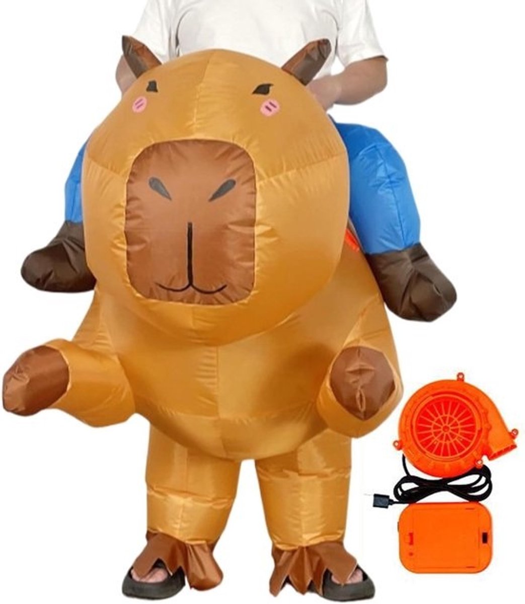Opblaasbaar Kostuum - Feestpak Verkleedkleding - Feestelijke Evenementen - Capybara Thema - 150-190 cm - Bruin