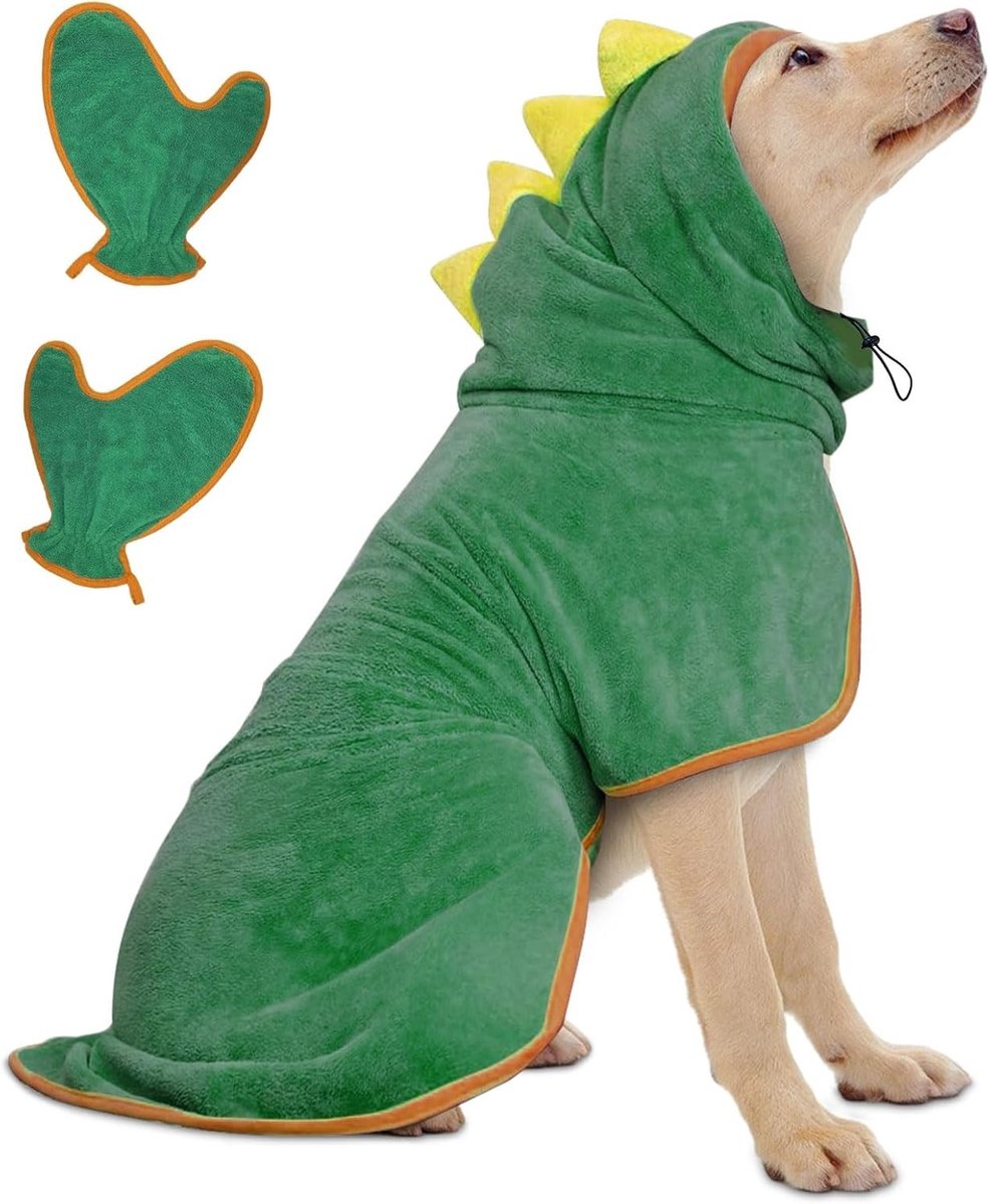 Sneldrogende Microfiber Hondendroogdoek, Verstelbare Absorberende Badjas met Hoed voor Kleine en Middelgrote Honden, Ideaal voor Douche en Zwemmen