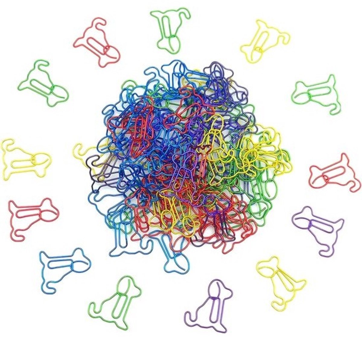 SnelShoppen - 100 Stuks Schattige Hondvormige Paperclips, Gekleurde Metalen Paperclips, Decoratieve Boekmarkeringsclips voor School, Kantoor en Thuis