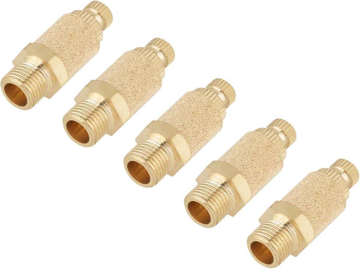 Set van 5 Stuks Pneumatische Geluiddempers van Messing voor Luchtstroom en Snelheidsregeling