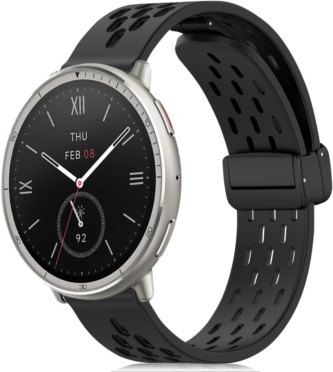 Silicone vervangarmband voor sporthorloges, geschikt voor Amazfit Active 2, GTR, GTS en Bip 3, met magnetische sluiting en comfortabele pasvorm voor heren en dames