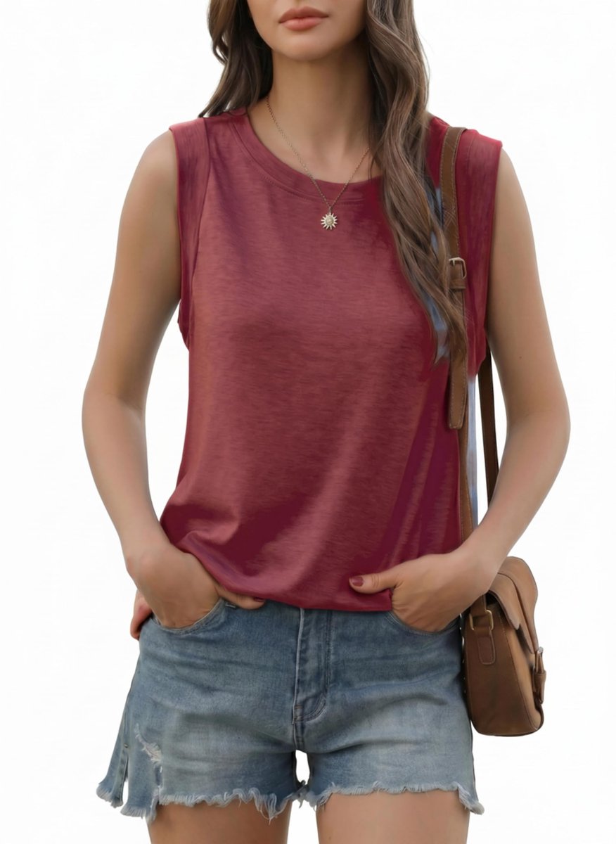 Zomer Tanktop voor Dames - Losse Pasvorm - Legergroen