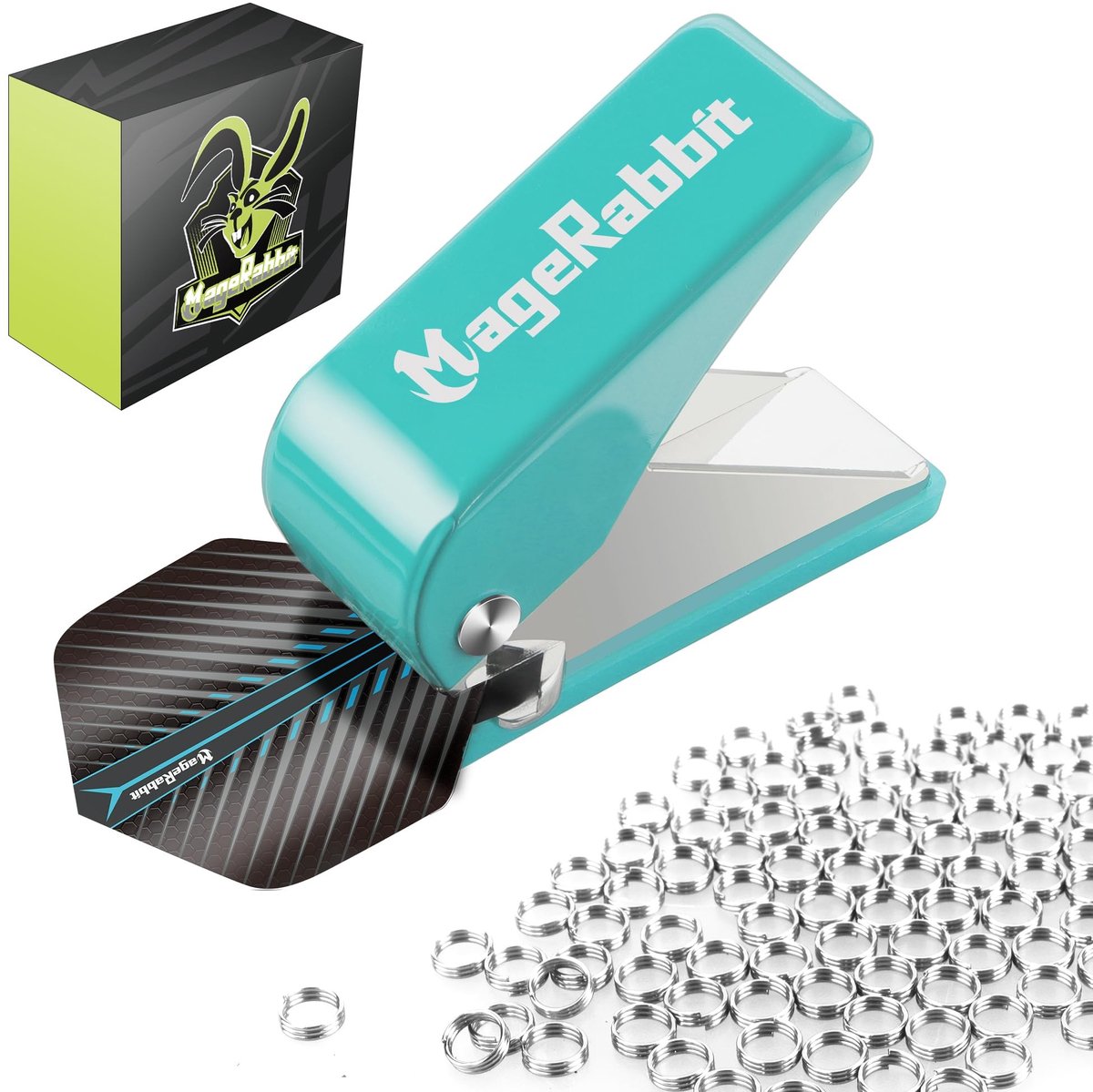 Dart Flight Hole Punch Tool - Inclusief 100 Metalen O-Ringen - Groen