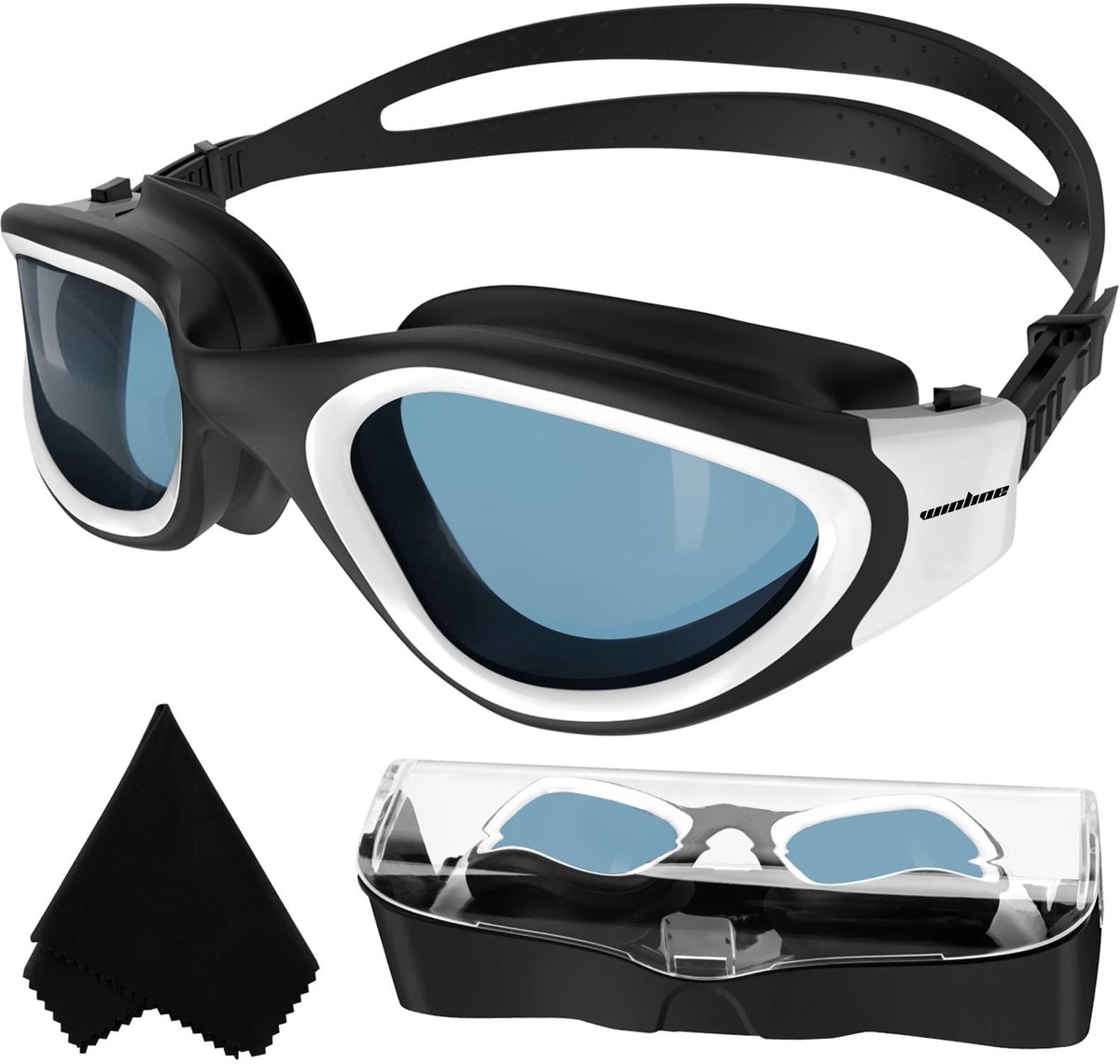 Geleide Zwembril met UV-bescherming en Antifog - Zwart/Wit