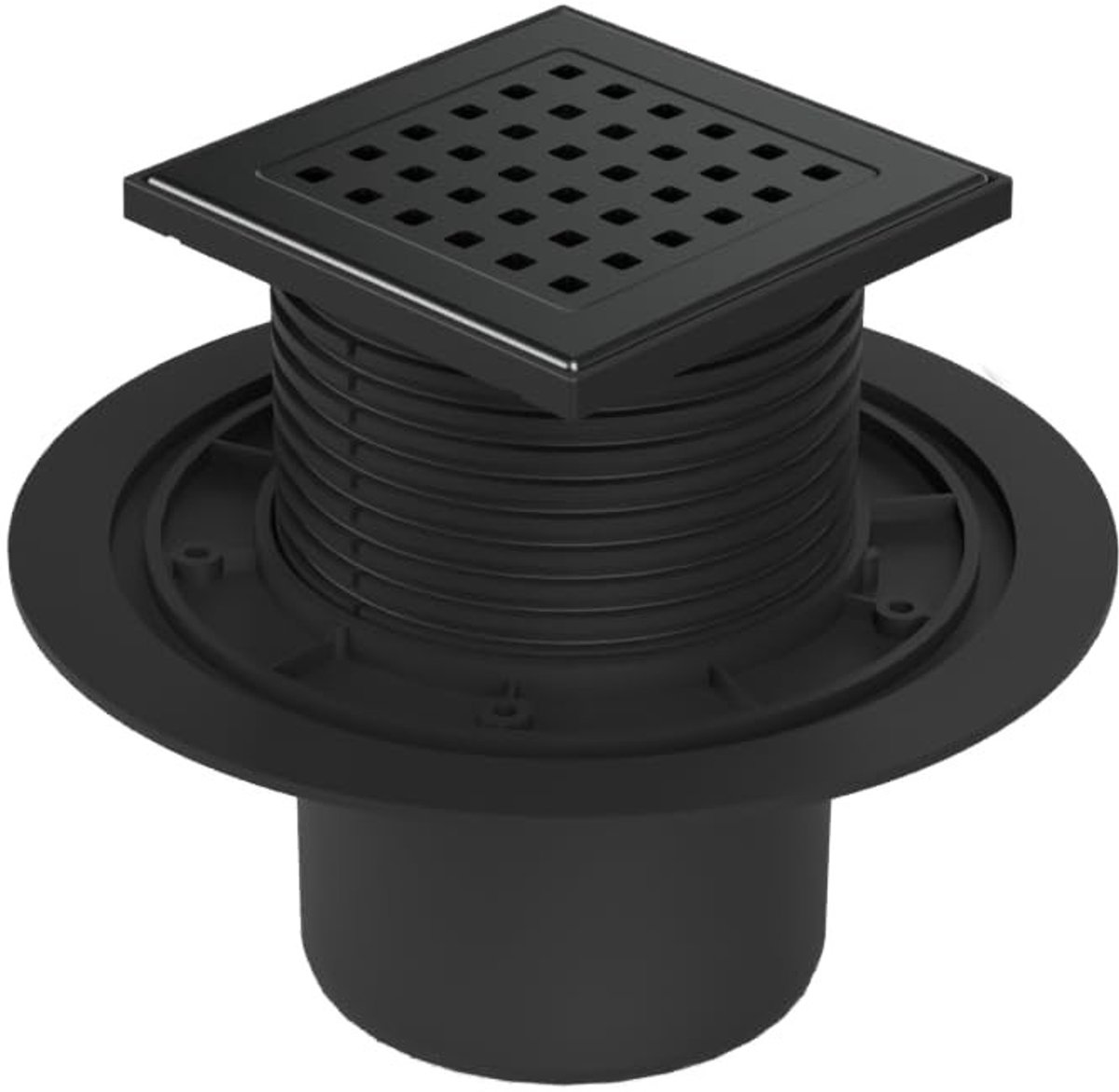 Afvoerputje voor douche - 125 x 125 mm - zwart met geurafsluiting