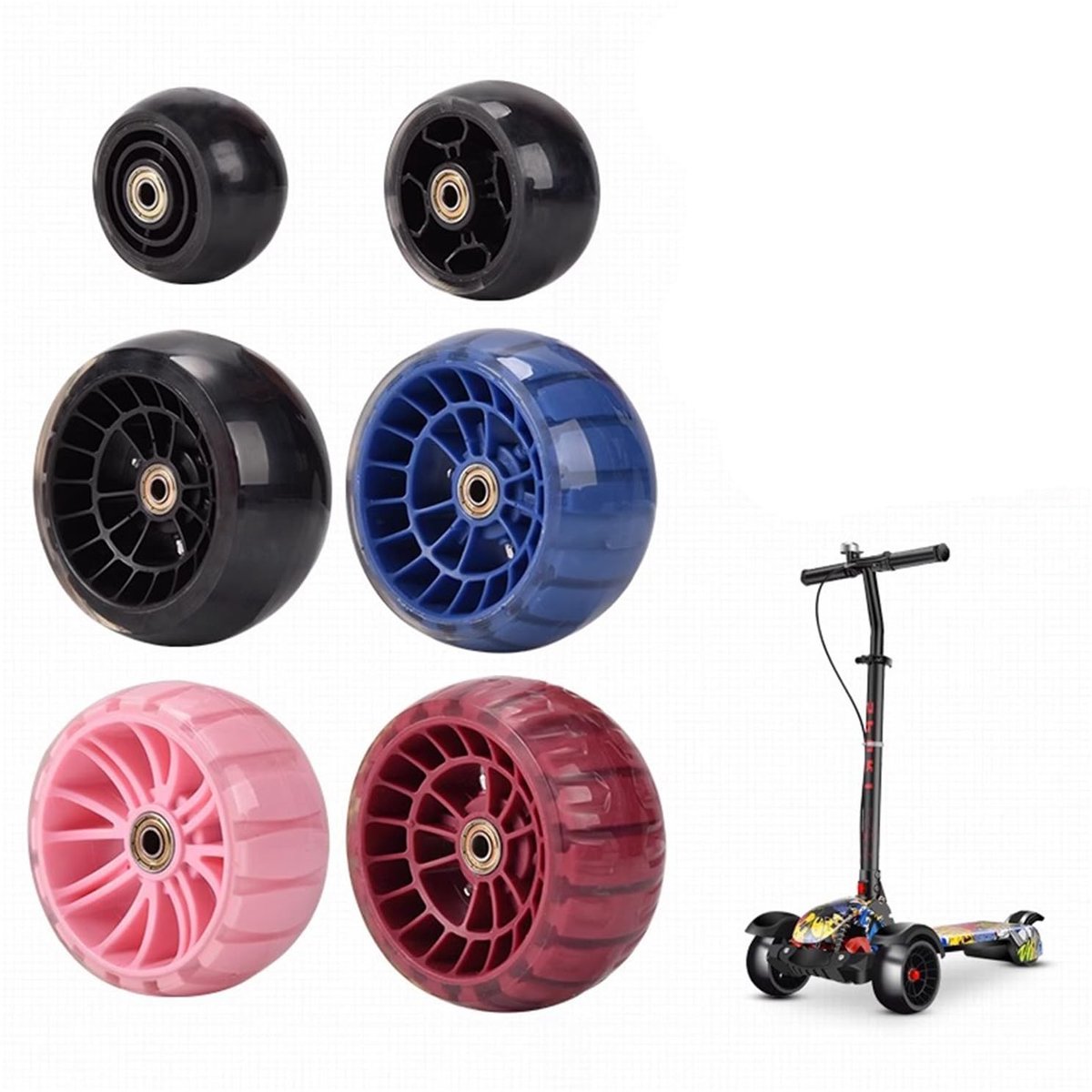 Vervangwielen voor Scooter - 90mm - Zwart