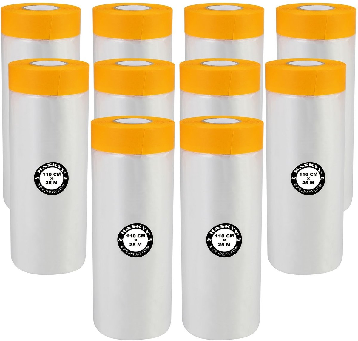 Verfafdekfolie met zelfklevende tape - 110 cm x 25 m - 10 stuks