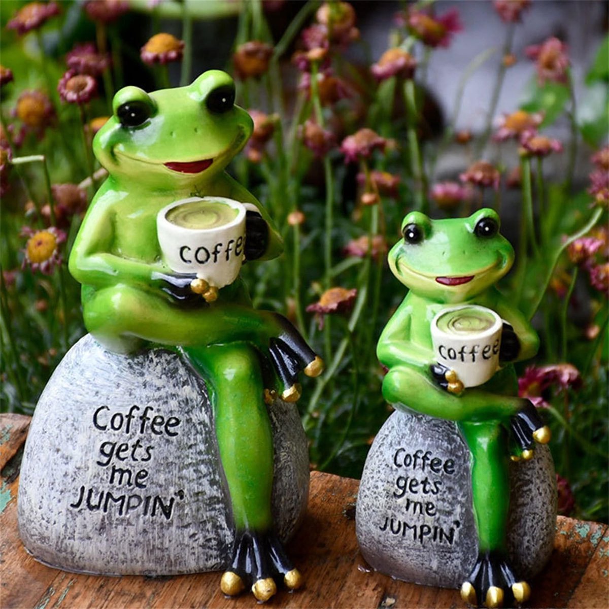 Kikker decoratie voor tuin en vijver - Set van 2 voor buitengebruik