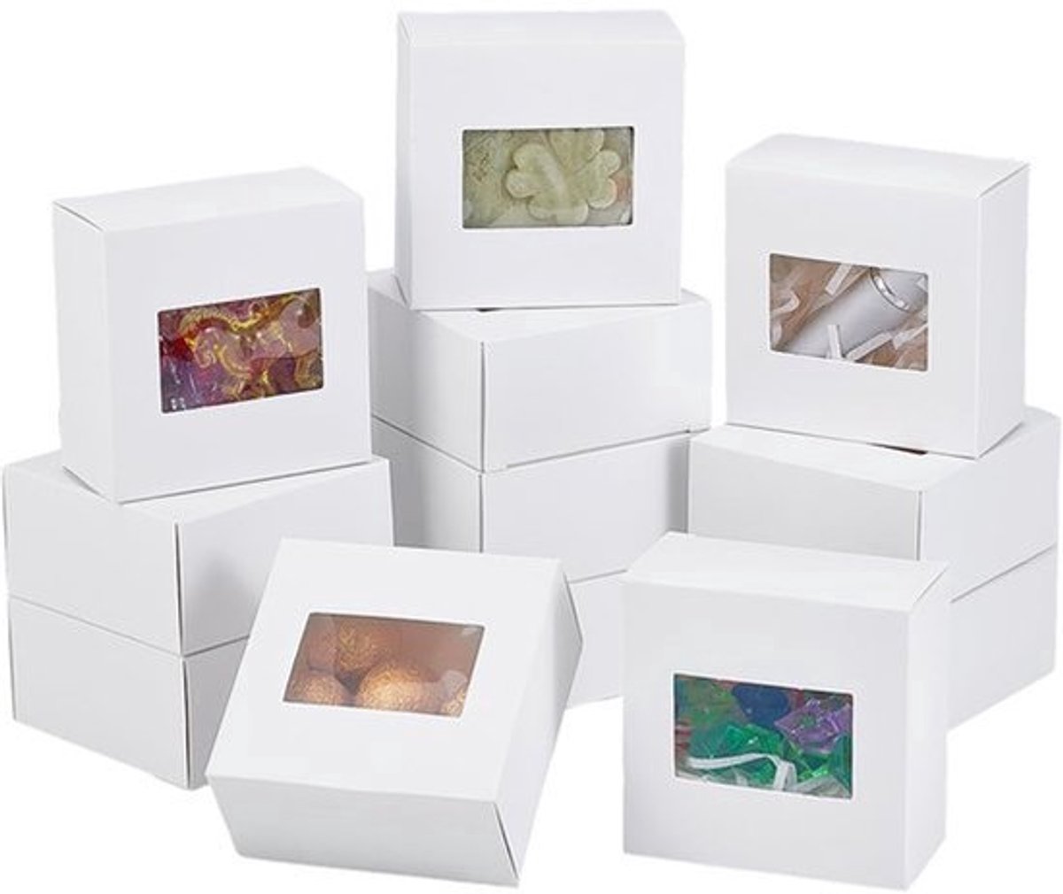 30 Stuks Gift Box - Kartonnen Verpakking met Raam voor Cadeaus - 8 x 8 cm