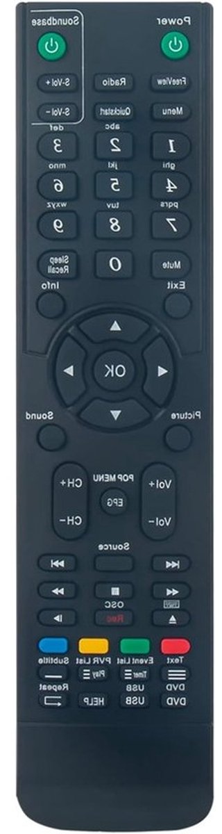 Afstandsbediening - Universele Bediening - TV Bediening - Direct Klaar Voor Gebruik - 15 x 8 cm - Zwart