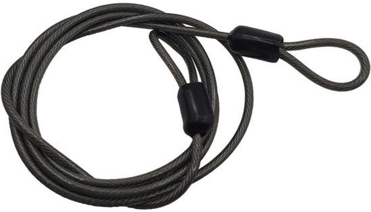 Fiets Kabelslot - Fietsslot Beveiliging - Fiets Vergrendelen - Dubbele Eindlussen - 100 cm - Zwart