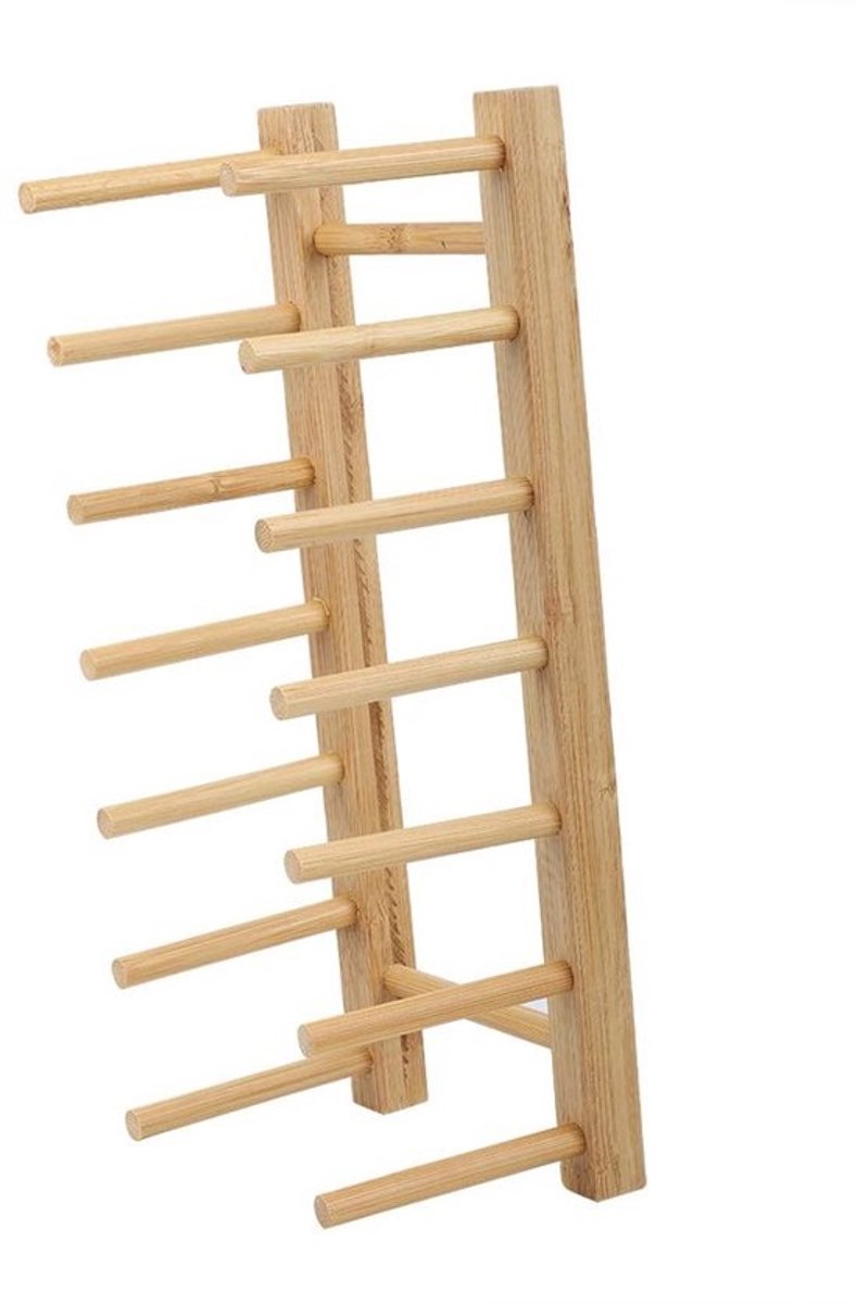Dailygoods- Displayplank Bamboe - Afdruiprek met Lekbak - Opvouwbaar - Keuken - Boekopbergplank - Afmetingen 30x11,5x9,8 cm