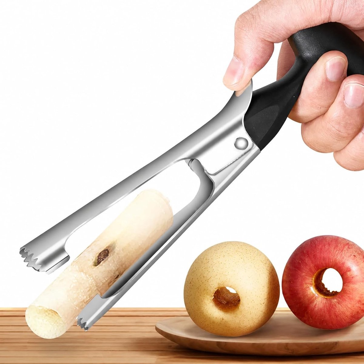 Vacuum RVS Appelgereedschap met Kartelmes en ABS Handvat voor Thuiskeuken, Zwart - Ideaal voor Fruit Snijden en Bereiden